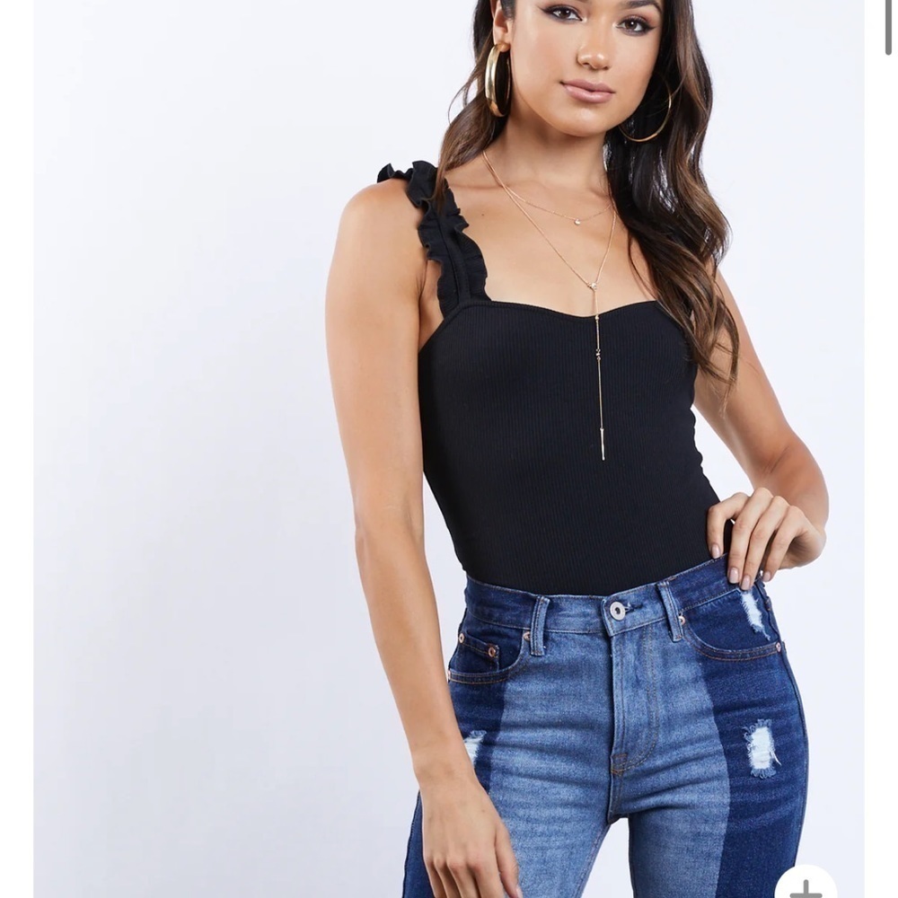 Dina Be Francesca’s Ribbed Knit Ruffle Bodysuit